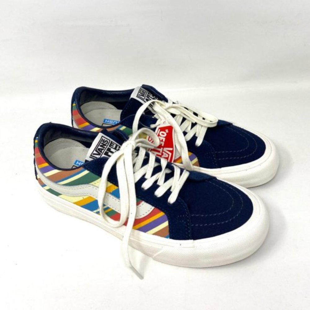 💖MEGA SALE💖VANS Shoes Women's VN0A4UWI1B3 Sk8-Low Reissue Retro Stripes Blue - Picture 7 of 10